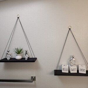 Hanging Shelves for Wall - Set of 2 Boho Shelf Decor - Macrame Hanging Shelf